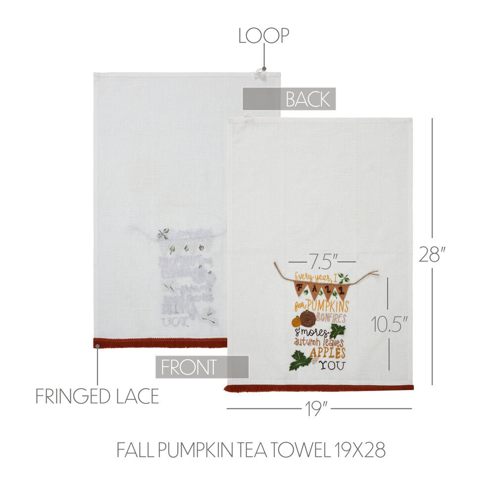 Fall Pumpkin Kitchen Tea Towel - Ozark Cabin Décor, LLC