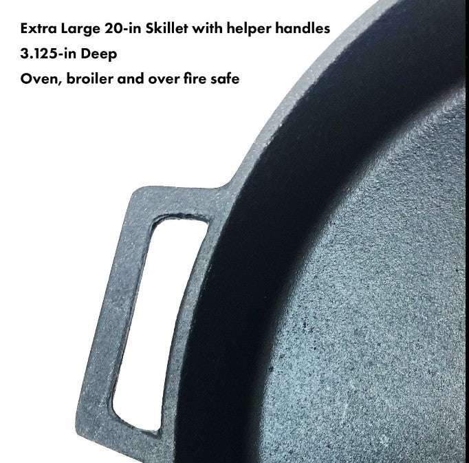 20 - in Cast Iron Double Handled Skillet - Ozark Cabin Décor, LLC