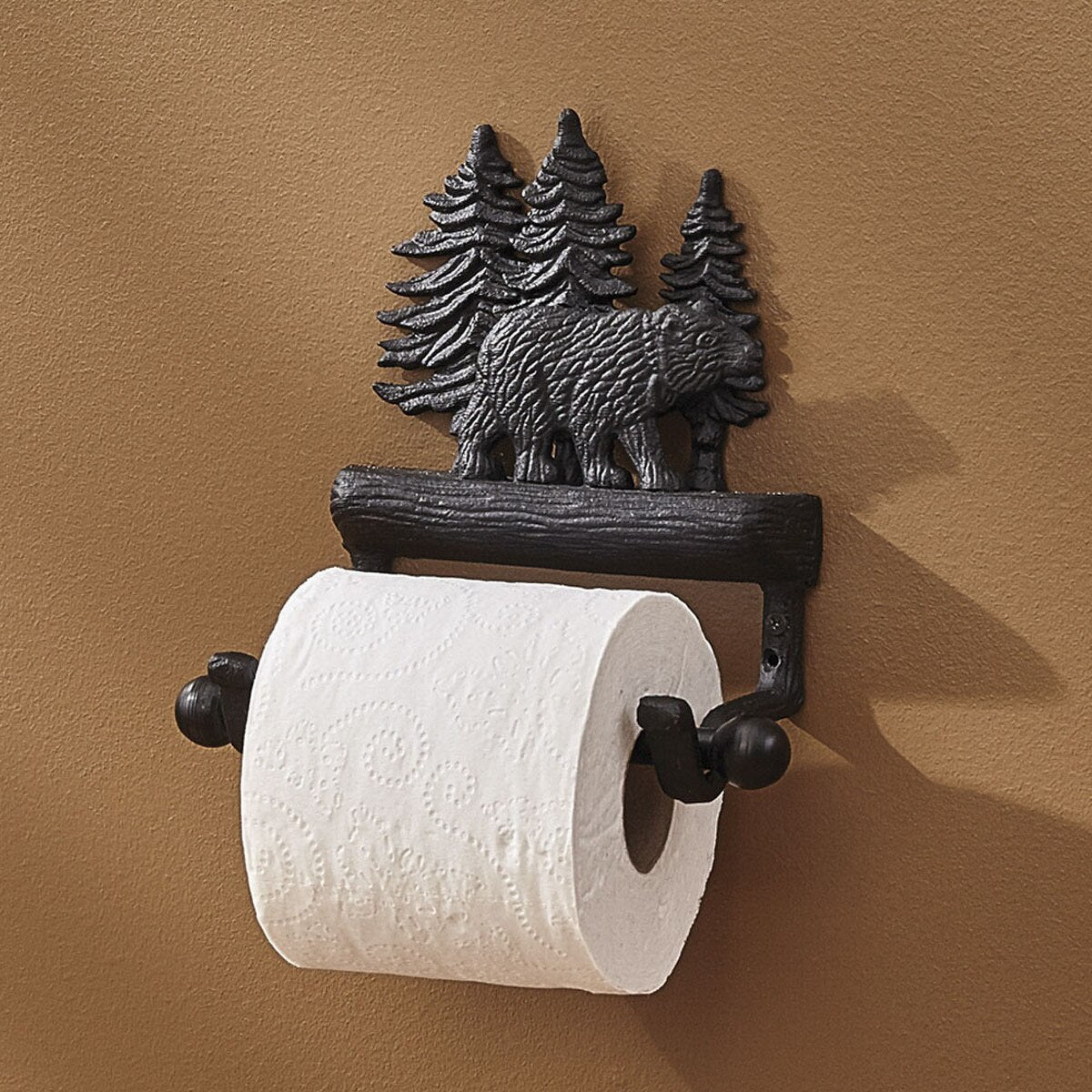 Cast Black Forest Bear Toilet Tissue Holder - Thumbnail 2