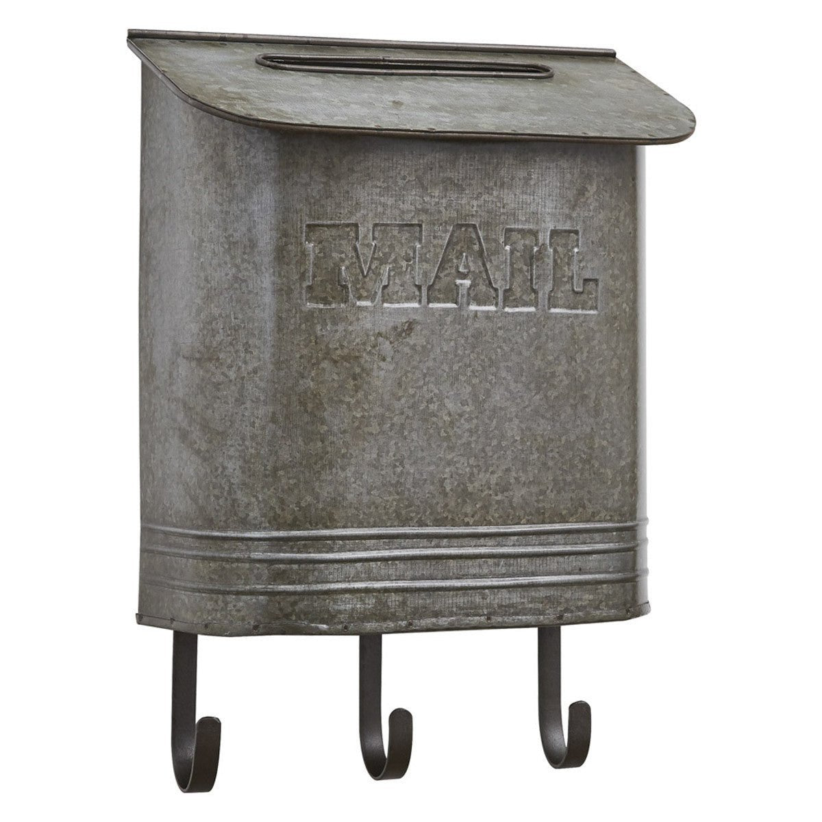Galvanized Metal Mail Box w/Hooks - Ozark Cabin Décor, LLC