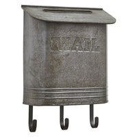 Galvanized Metal Mail Box w/Hooks - Ozark Cabin Décor, LLC