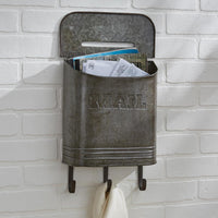 Galvanized Metal Mail Box w/Hooks - Ozark Cabin Décor, LLC