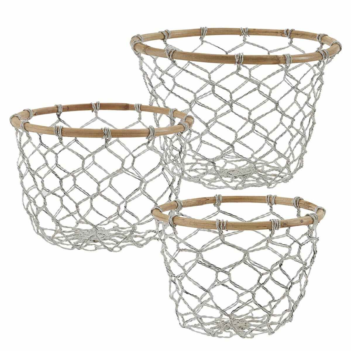Round Fishnet Wire Basket Set - Ozark Cabin Décor, LLC