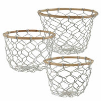 Round Fishnet Wire Basket Set - Ozark Cabin Décor, LLC