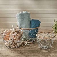 Round Fishnet Wire Basket Set - Ozark Cabin Décor, LLC