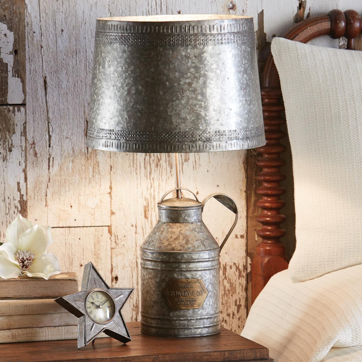 Antique Milk Can Lamp w/Shade
