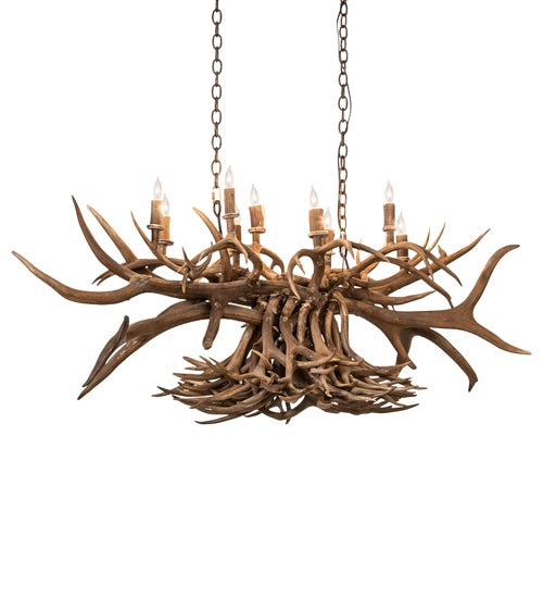 55" Long Antlers 10 Light Oblong Chandelier - Ozark Cabin Décor, LLC