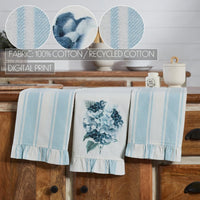 Finders Keepers Hydrangea Ruffled Tea Towel Set of 3 - Ozark Cabin Décor, LLC