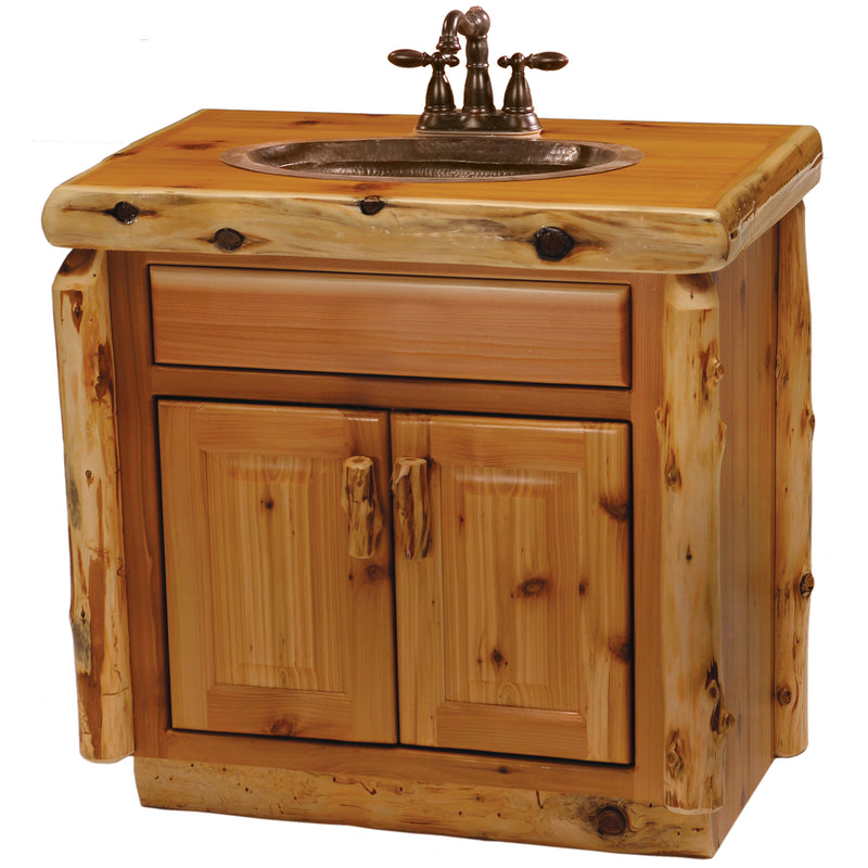 Cedar Log Vanity - Slab Style Top - 30 in. - 6 ft.