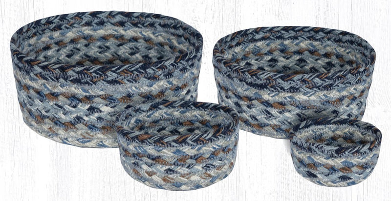 Denim Braided Jute Casserole Baskets - Ozark Cabin Décor, LLC