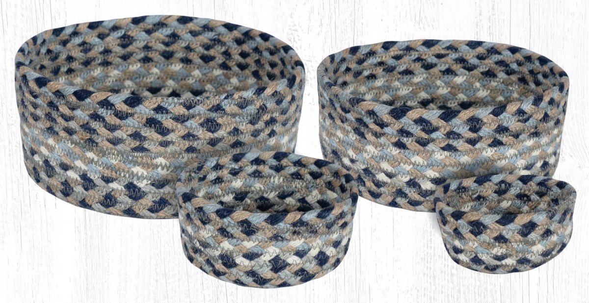 Natural/Blue Jute Casserole Baskets - Ozark Cabin Décor, LLC