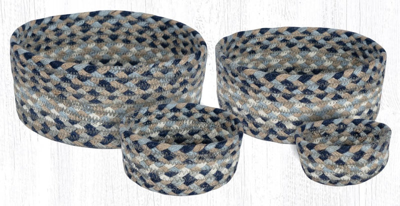 Natural/Blue Jute Casserole Baskets - Ozark Cabin Décor, LLC