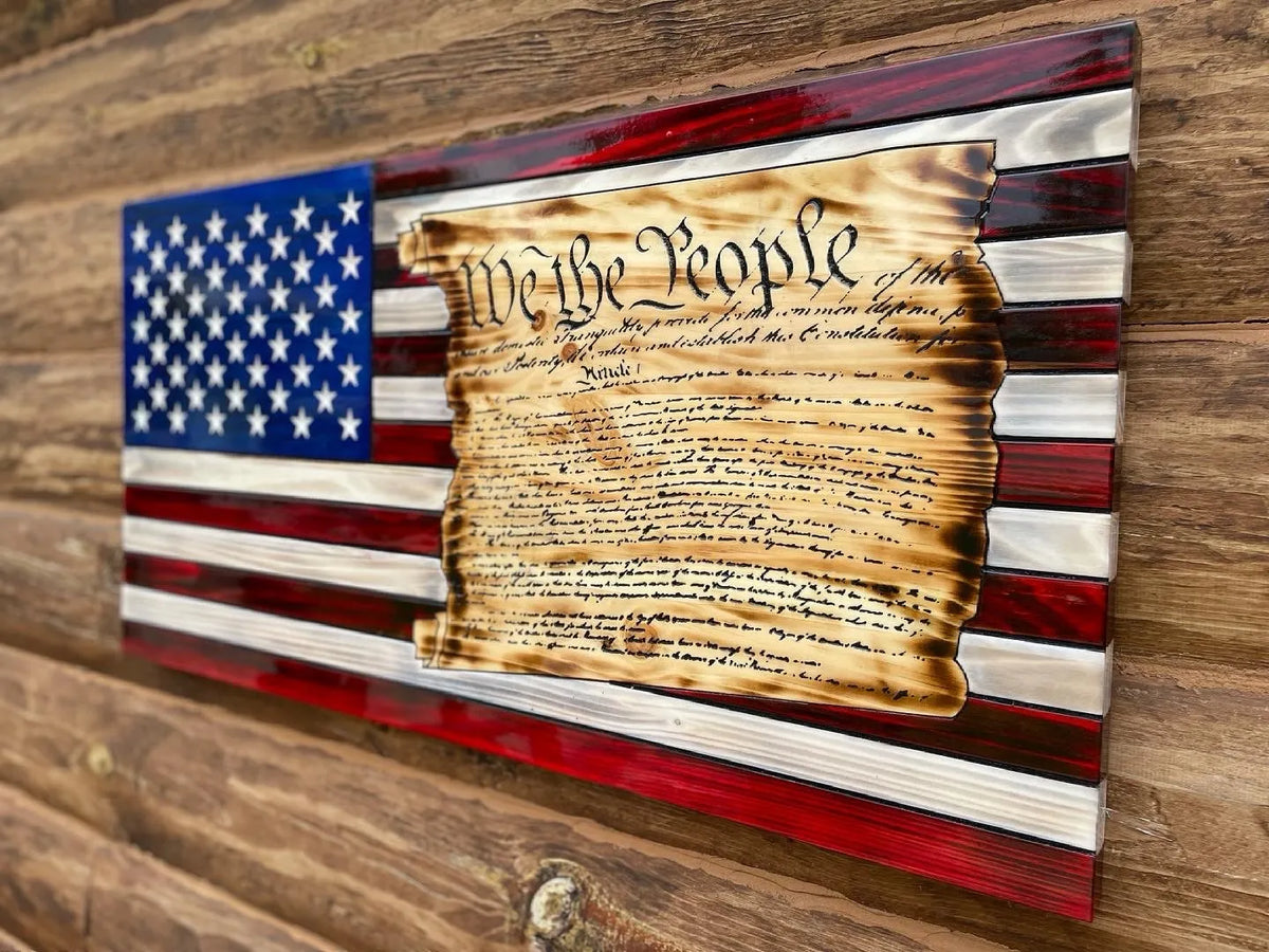 Patriot Wooden Old Glory "We The People" American Flag - Ozark Cabin Décor, LLC