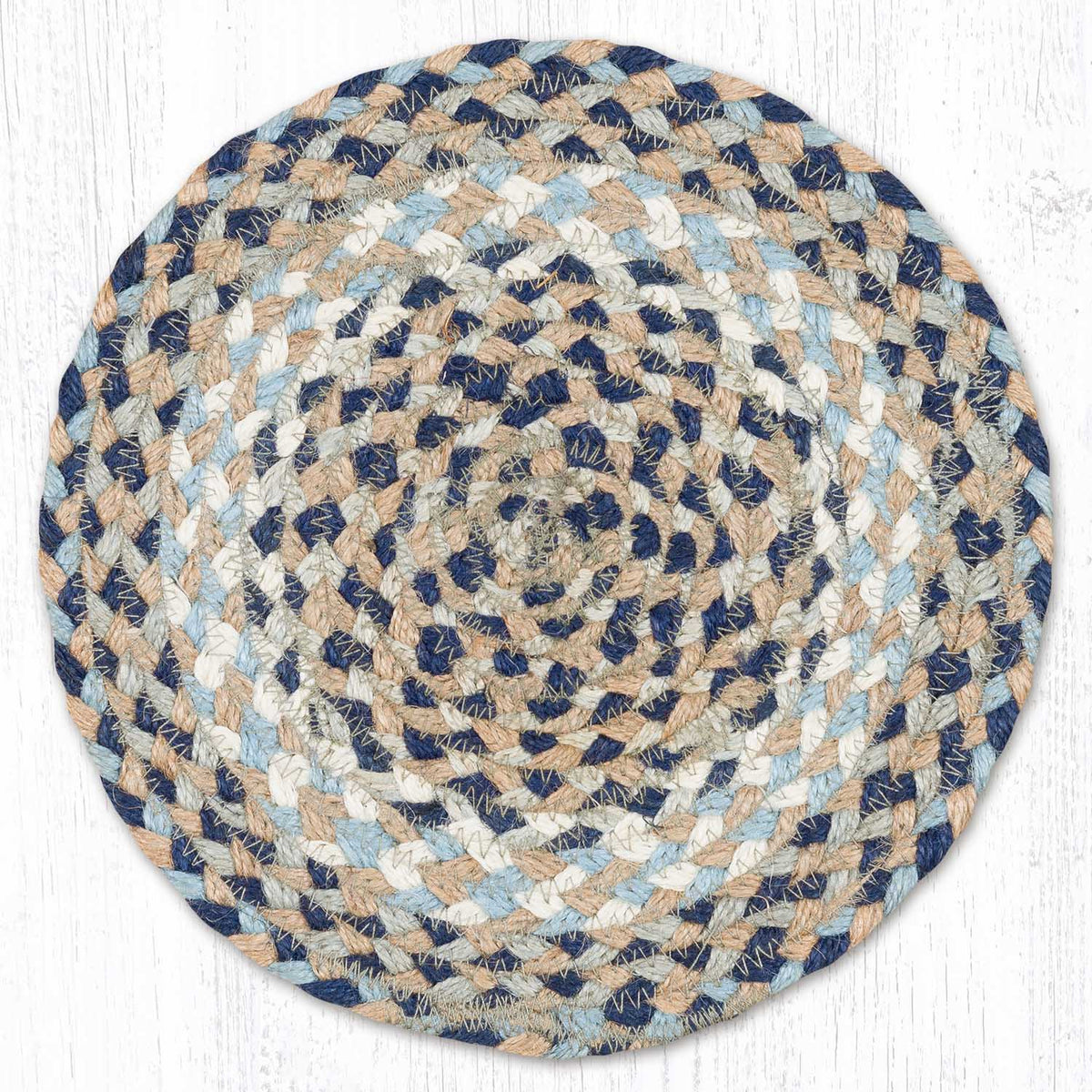 Blue/Natural Braided Jute Trivet & Swatch - Ozark Cabin Décor, LLC