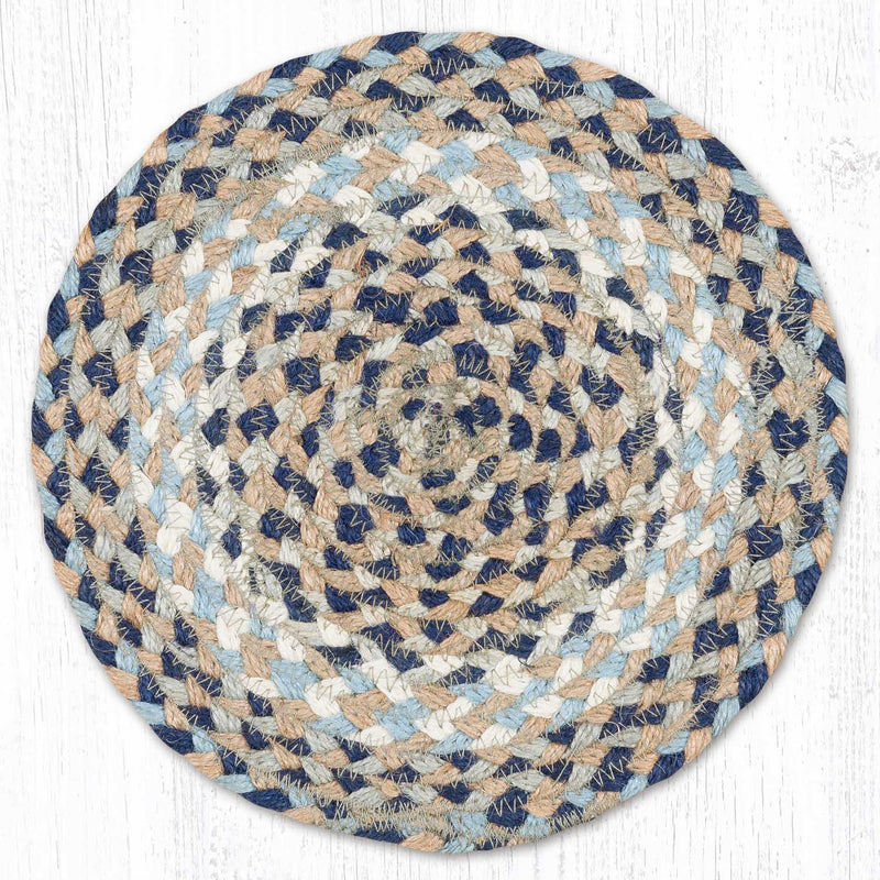 Blue/Natural Braided Jute Trivet & Swatch - Ozark Cabin Décor, LLC