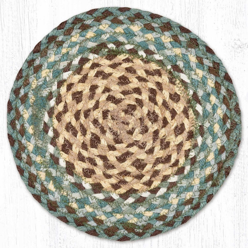 Dark Green Braided Jute Trivet & Swatch - Ozark Cabin Décor, LLC