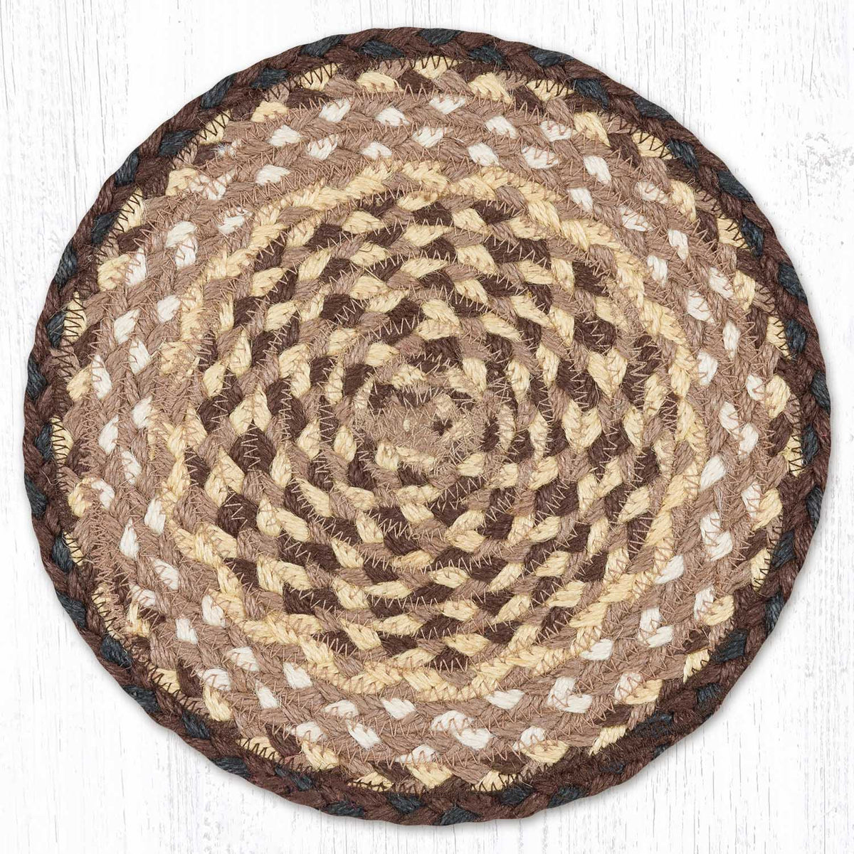 Chocolate/Natural Braided Jute Trivet & Swatch - Ozark Cabin Décor, LLC