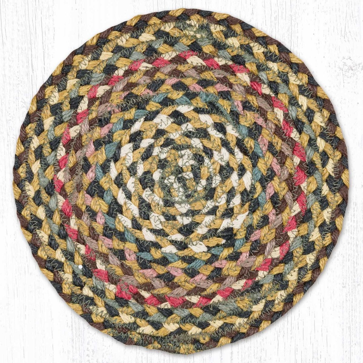 Fir/Ivory Braided Jute Trivet & Swatch - Ozark Cabin Décor, LLC