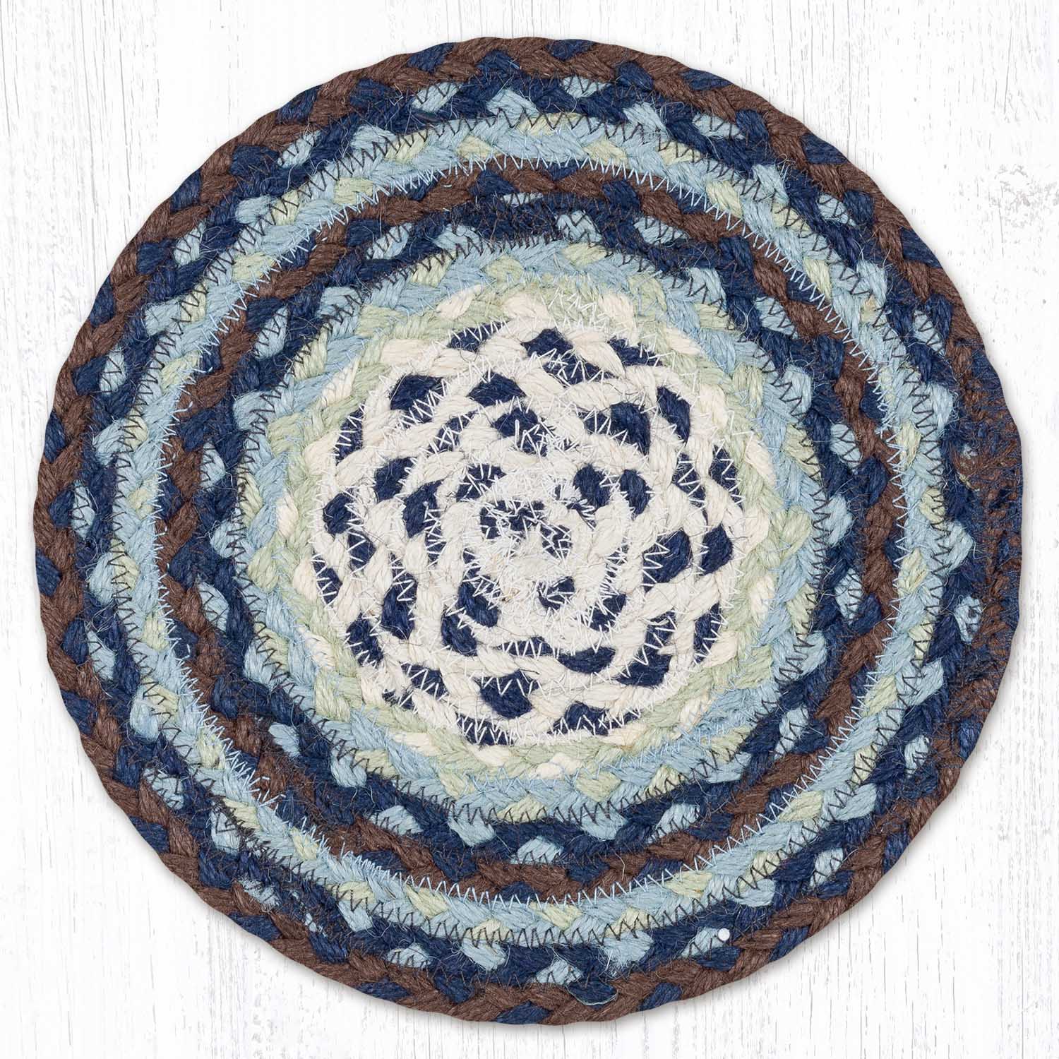 Blueberry/Cream Braided Jute Trivet & Swatch
