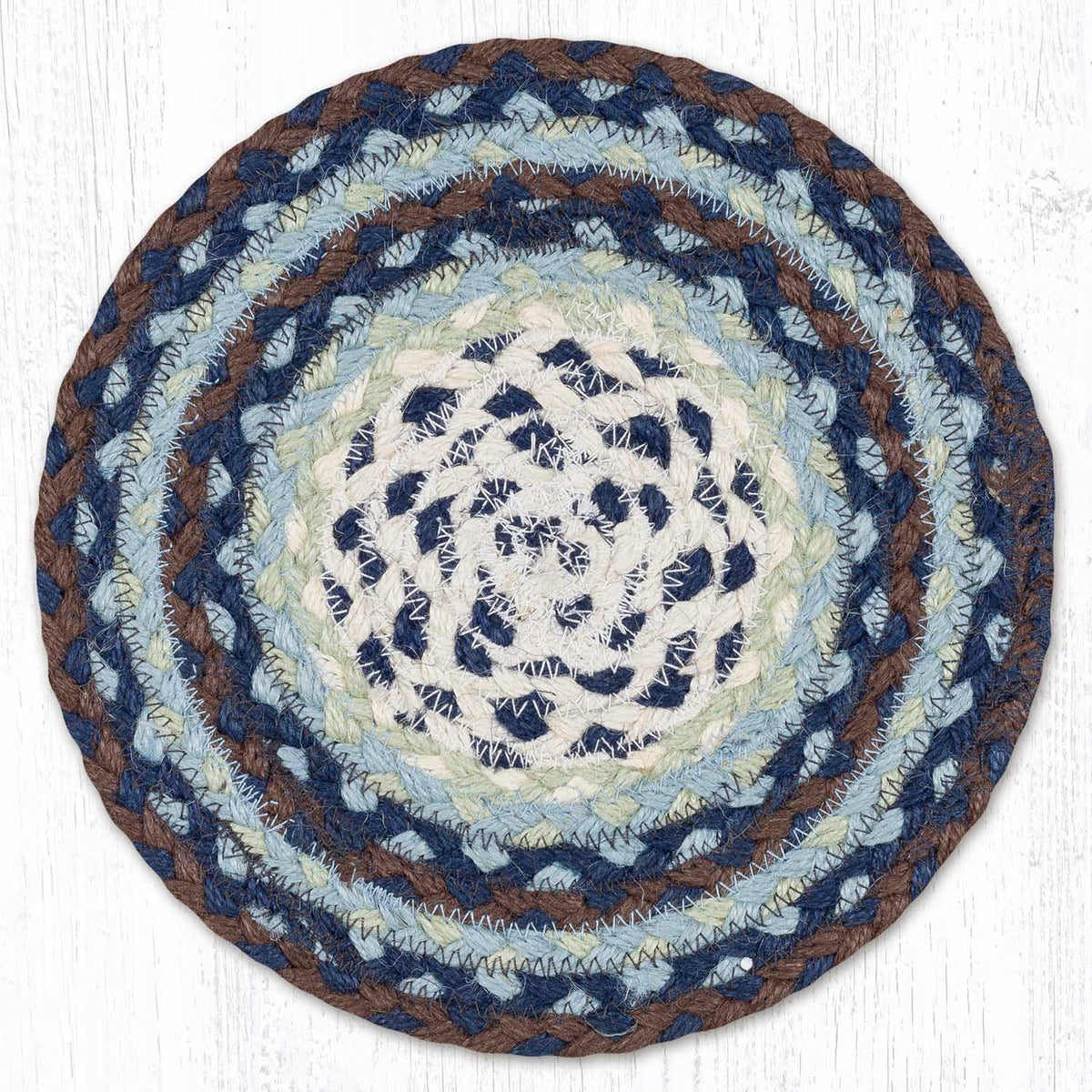 Blueberry/Cream Braided Jute Trivet & Swatch - Ozark Cabin Décor, LLC