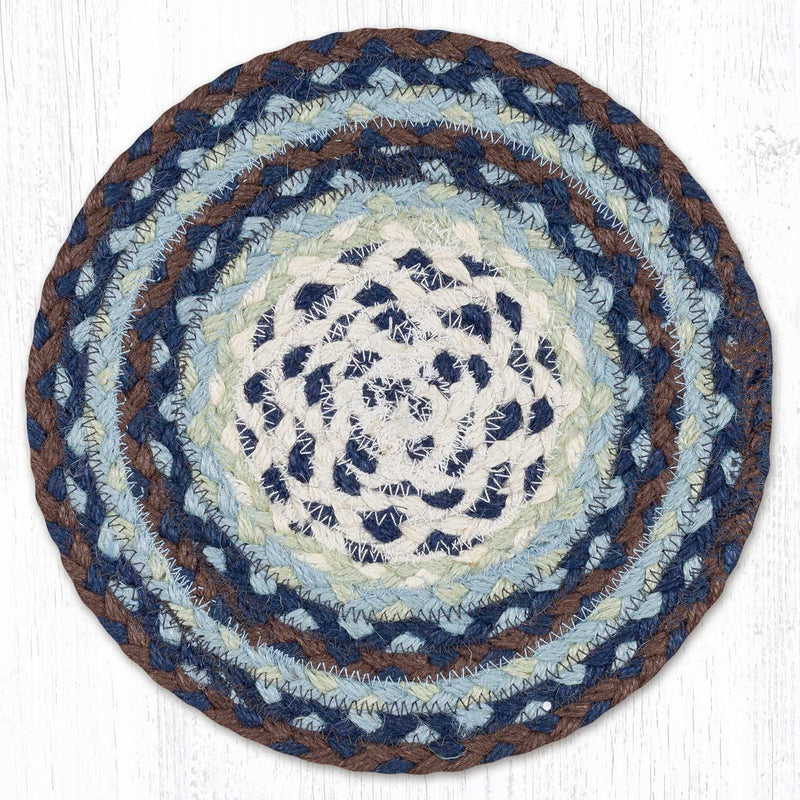 Blueberry/Cream Braided Jute Trivet & Swatch - Ozark Cabin Décor, LLC