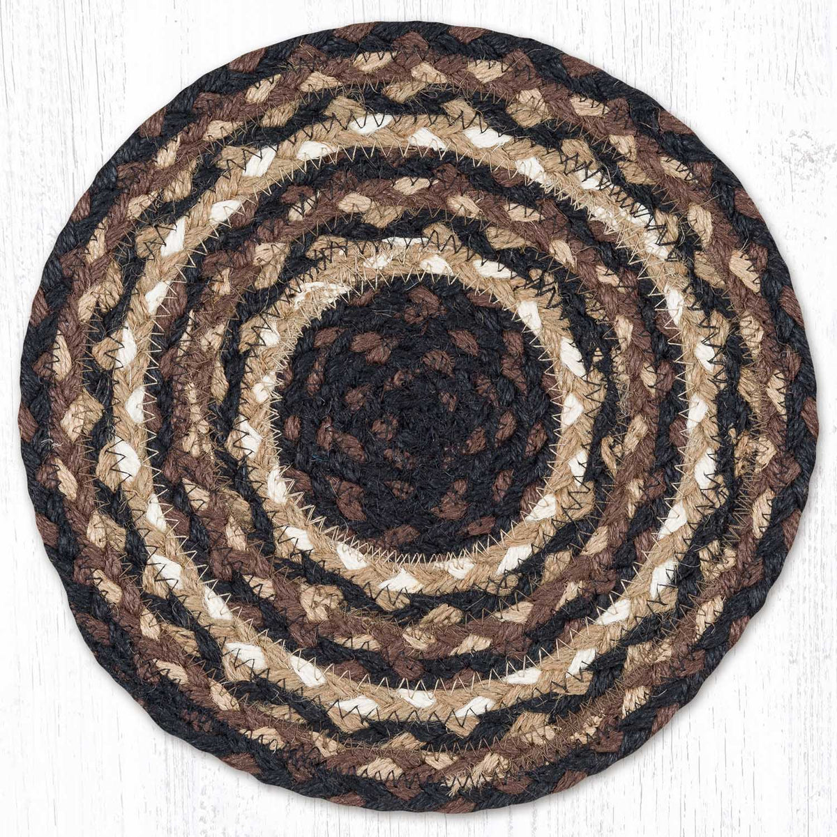 Mocha/Frappuccino 10" Round Braided Jute Swatch