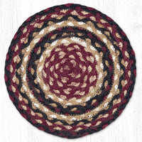 Burgundy/Black/Tan Braided Jute Trivet & Swatch - Ozark Cabin Décor, LLC