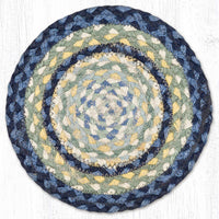 Breezy Blue/Taupe/Ivory Braided Jute Trivet & Swatch - Ozark Cabin Décor, LLC