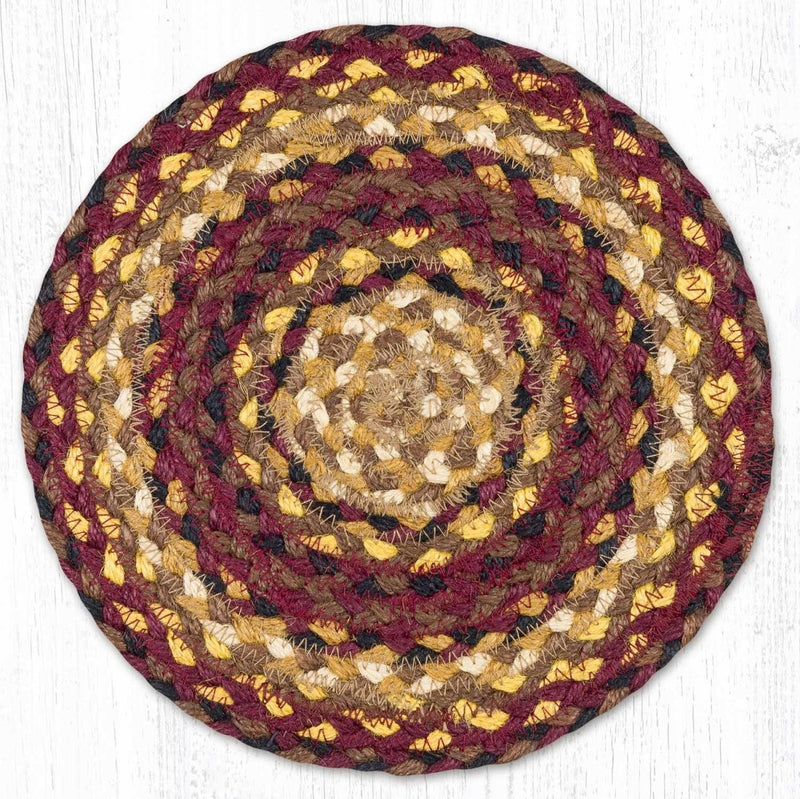 Cherry/Chocolate/Cream Braided Jute Trivet & Swatch - Ozark Cabin Décor, LLC