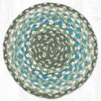 Sage/Ivory/Settler Blue Braided Jute Trivet & Swatch - Ozark Cabin Décor, LLC