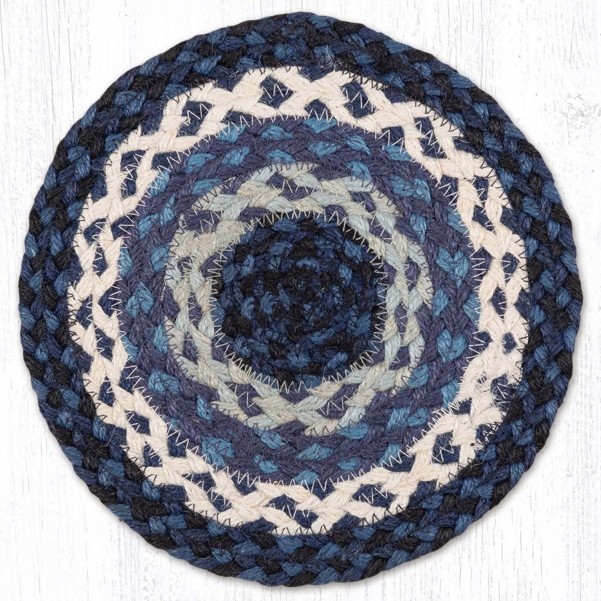 Blue/Gray/Ivory Braided Jute Trivet