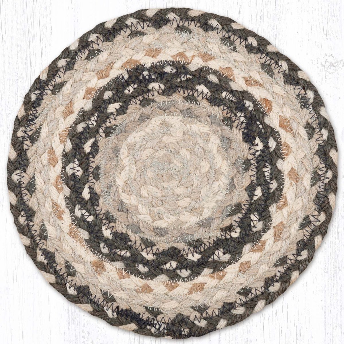 Gray/Sand/Ivory Braided Jute Trivet & Swatch - Ozark Cabin Décor, LLC