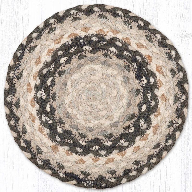 Gray/Sand/Ivory Braided Jute Trivet & Swatch - Ozark Cabin Décor, LLC
