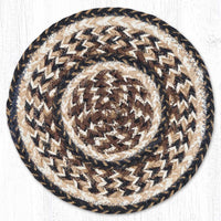 Black & Tan 10" Round Braided Jute Trivet