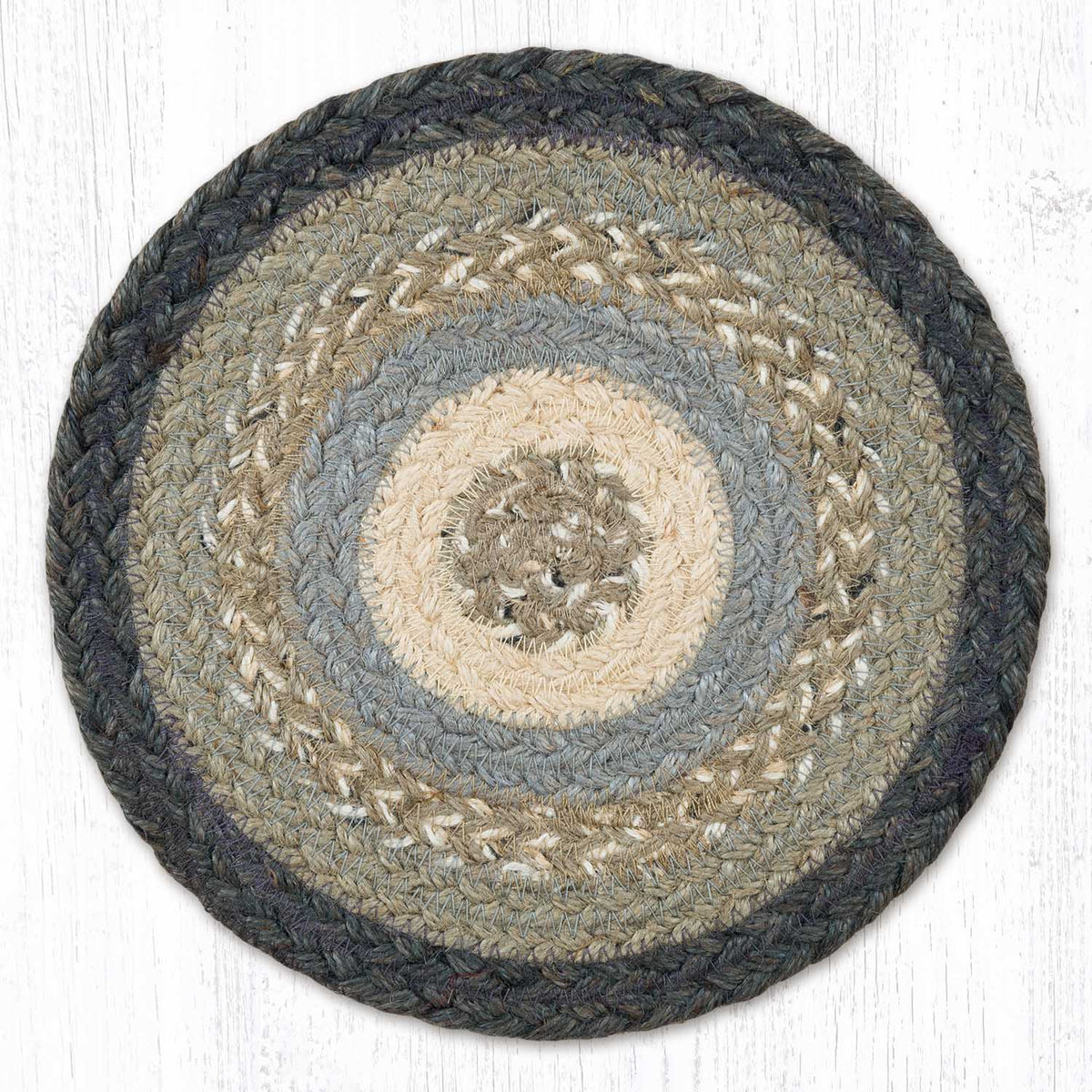 Charcoal/Gray/Ivory 10" Round Braided Jute Trivet