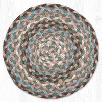 Taupe/Ivory/Light Blue 10" Round Braided Jute Trivet