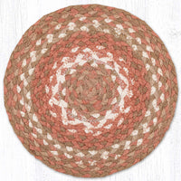 Taupe/Ivory/Peach 10" Round Braided Jute Trivet
