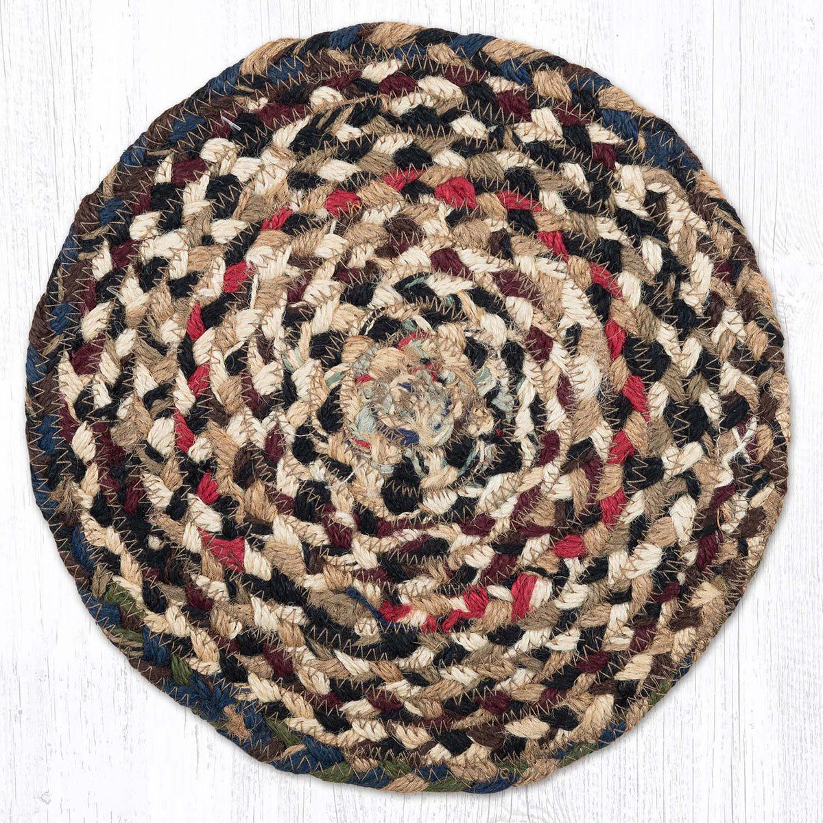Random Color 10" Round Braided Jute Trivet