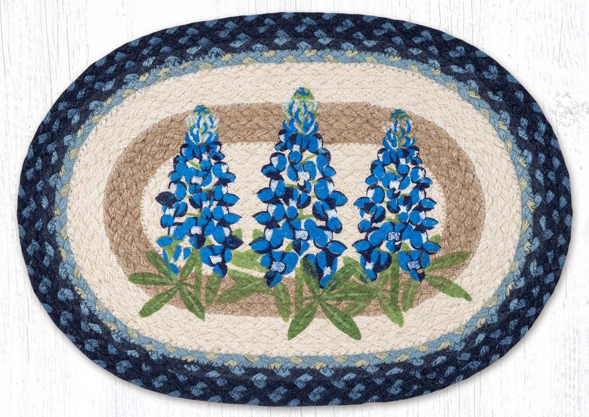 Bluebonnets Oval Braided Placemat - Ozark Cabin Décor, LLC