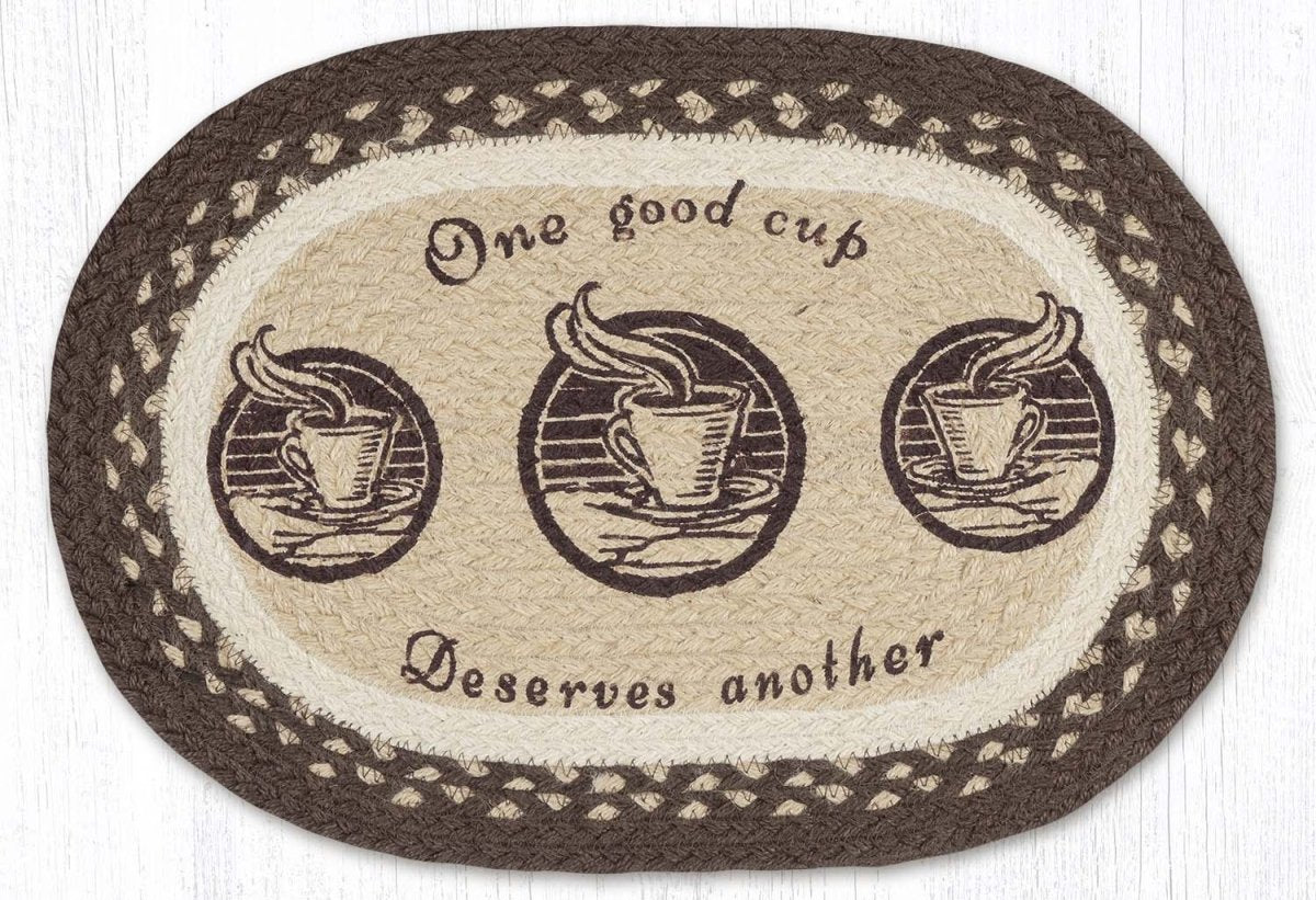One Good Cup Oval Braided Placemat - Ozark Cabin Décor, LLC