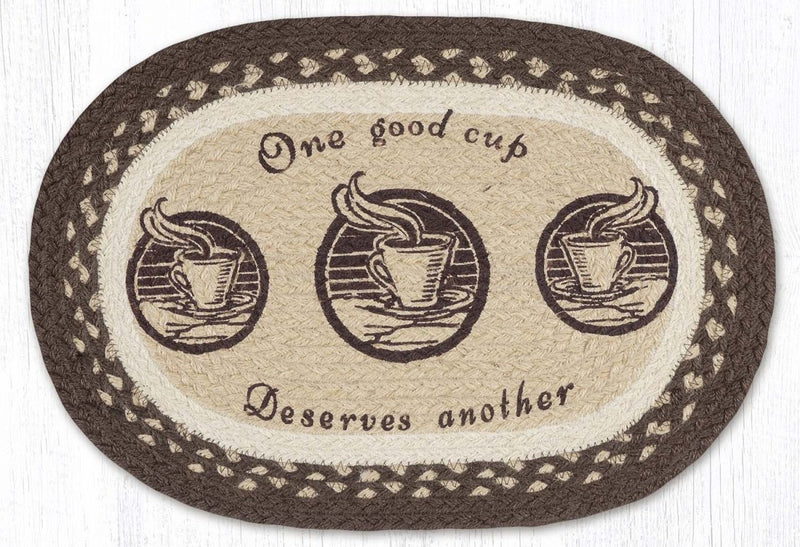 One Good Cup Oval Braided Placemat - Ozark Cabin Décor, LLC