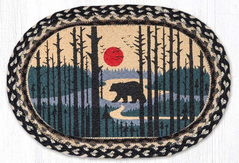 Bear Scene Oval Braided Placemat - Ozark Cabin Décor, LLC