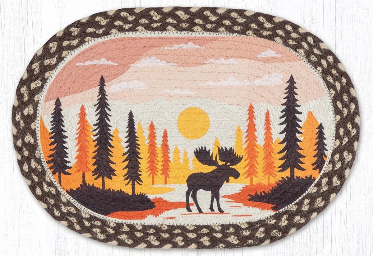 Moose Crossing Oval Braided Placemat - Ozark Cabin Décor, LLC