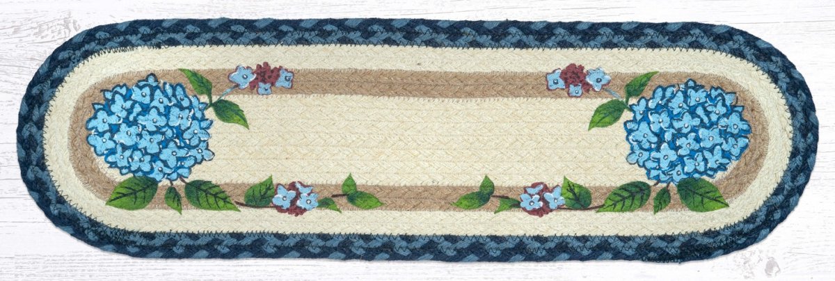 Blue Hydrangea Stair Tread - Ozark Cabin Décor, LLC