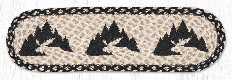 Graphic Moose Oval Braided Jute Stair Tread