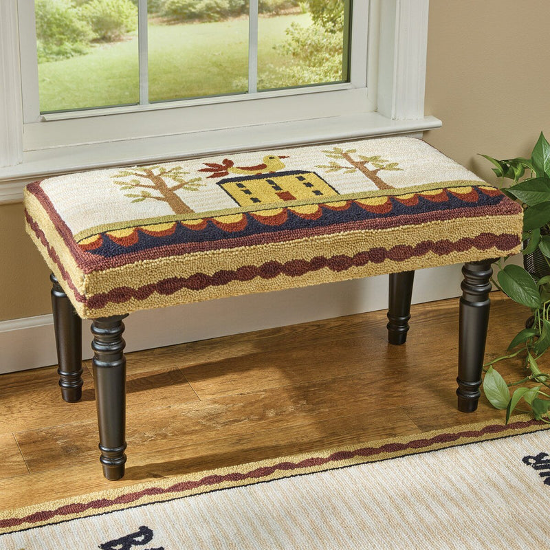 Bless Our Home Hooked Bench - Ozark Cabin Décor, LLC