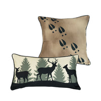 Deer Walk Plaid Quilt Set Deco Pillow Set with Deer and Deer Hoof Prints
