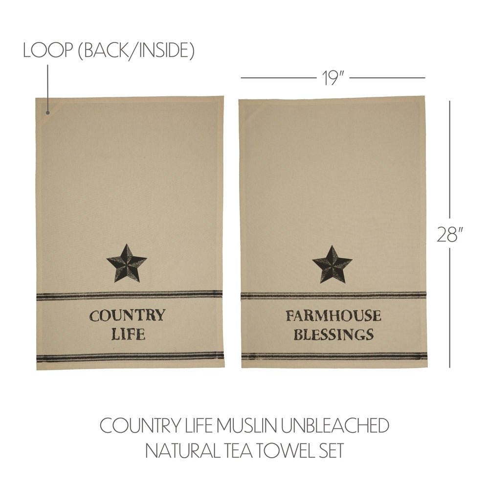 Farmhouse Star Country Tea Towel Set of 2 - Ozark Cabin Décor, LLC
