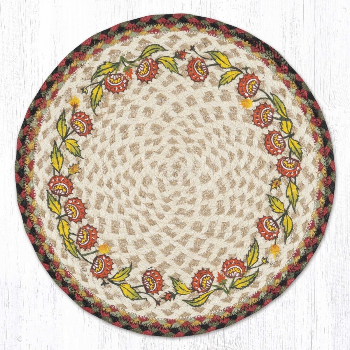 Holiday Floral Round Jute Placemat