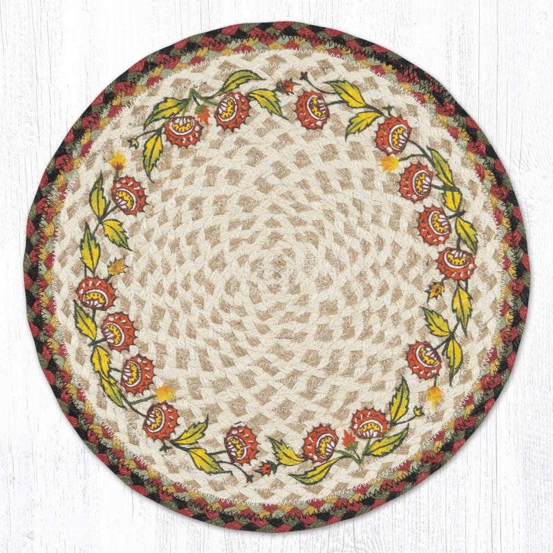 Holiday Floral Round Jute Placemat - Ozark Cabin Décor, LLC